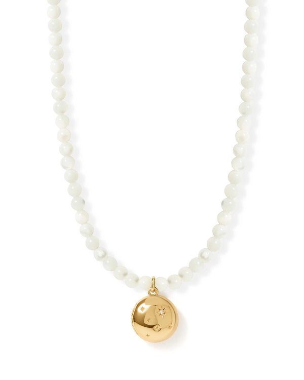 Mother of Pearl Gold Tiny Star Locket Necklace