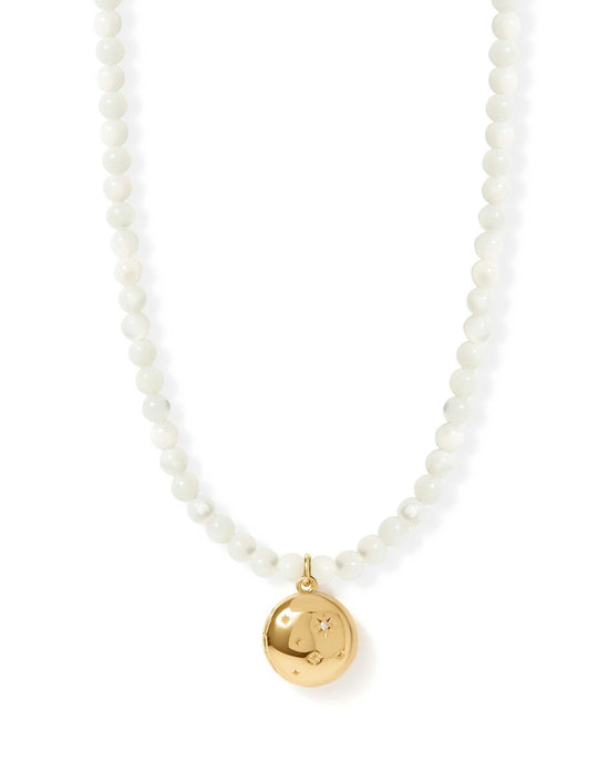 Mother of Pearl Gold Tiny Star Locket Necklace
