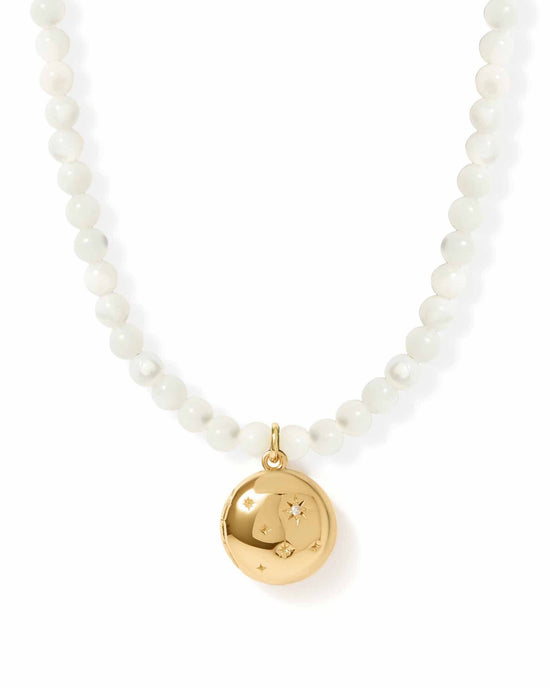 Mother of Pearl Gold Tiny Star Locket Necklace