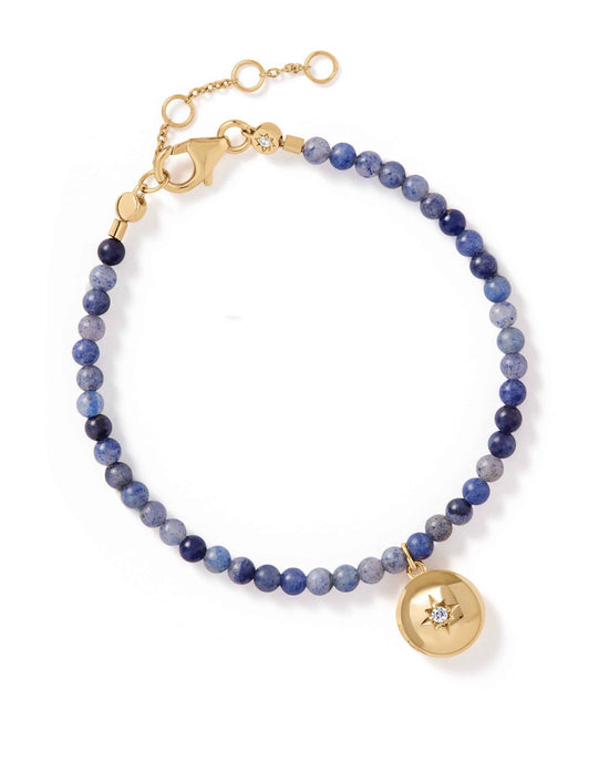 Blue Aventurine Gold Biography Locket Bracelet