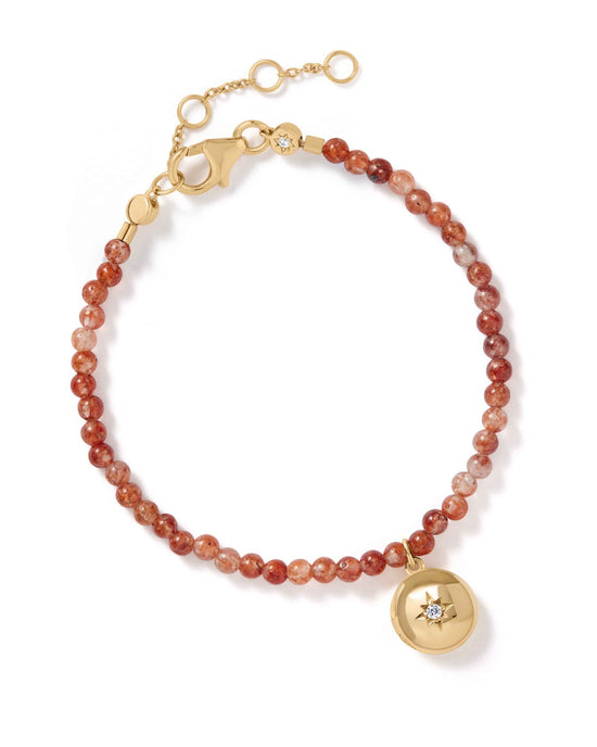 Sun agate Gold Biography Locket Bracelet