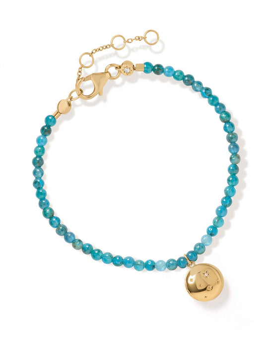 Blue apatite Gold Tiny Star Locket Bracelet