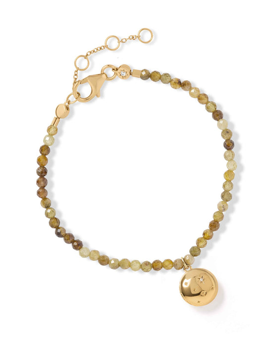 Green garnet Gold Tiny Star Locket Bracelet