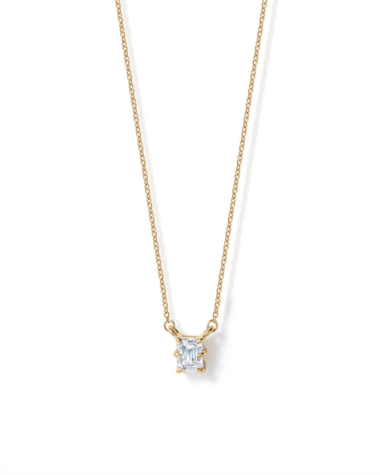 Solid Gold Emerald Solitaire Necklace
