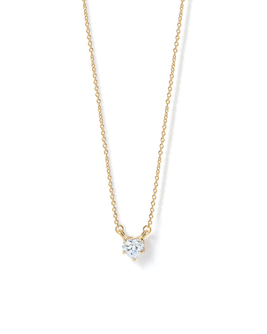 Solid Gold Heart Solitaire Necklace