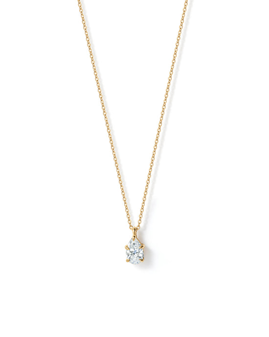 Solid Gold Pear Solitaire Necklace