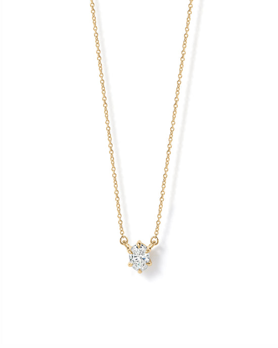 Solid Gold Oval Solitaire Necklace