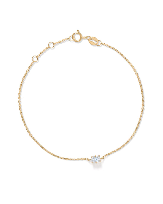 Solid Gold Emerald Cut Solitaire Bracelet