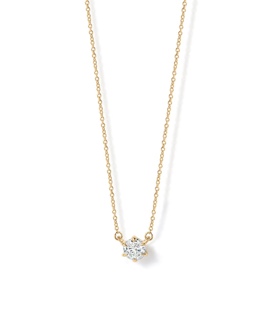 Solid Gold Round Solitaire Necklace