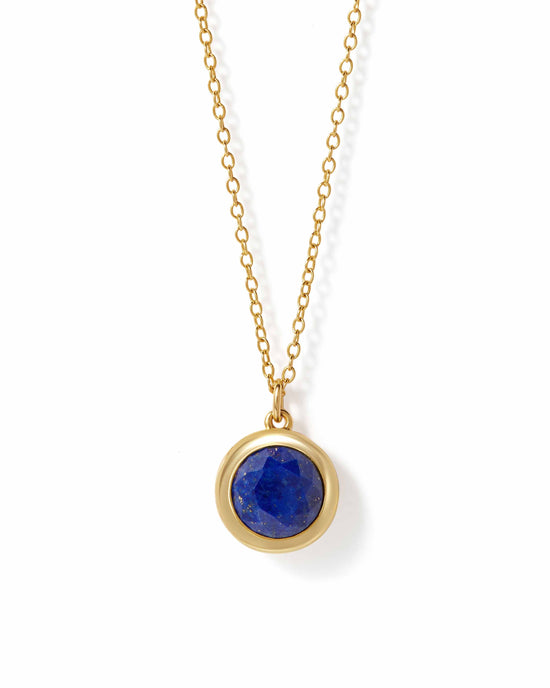Gold Luna Lapis Locket Necklace