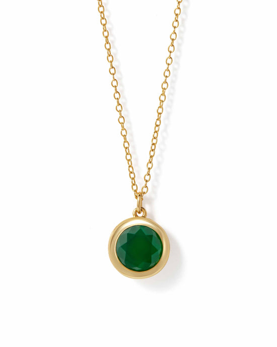 Gold Luna Green Agate Locket Necklace