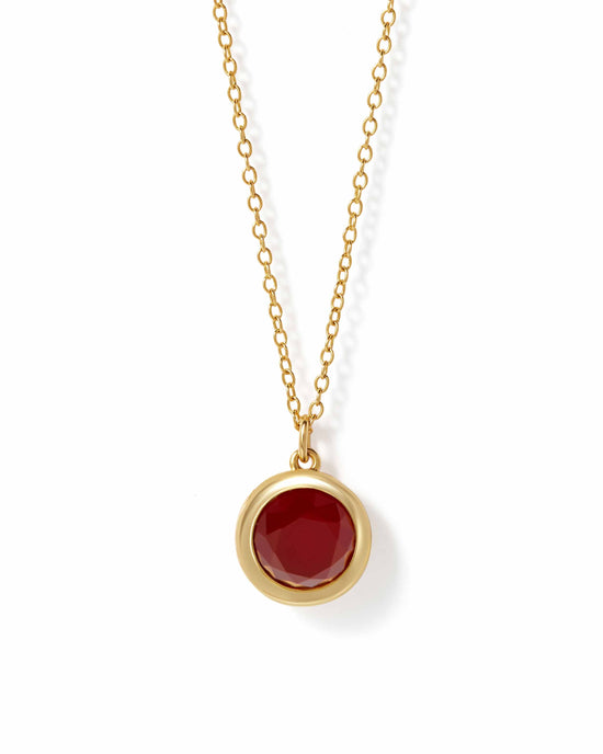 Gold Luna Red Agate Locket Necklace