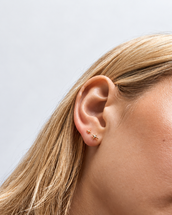 Solid Gold Mini North Star Lab Grown Diamond Stud Earrings