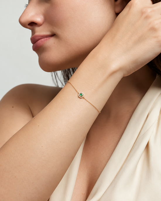 Solid Gold Icon Aura Emerald Diamond Bracelet
