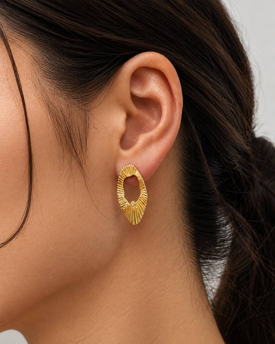 Gold Raye Statement Hoop Stud Earrings