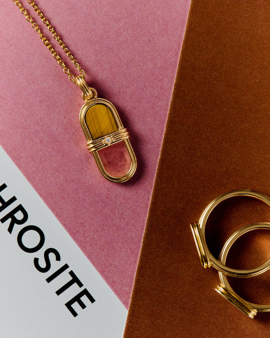 Laura Jackson Tiger's Eye & Rhodochrosite Pendant Necklace