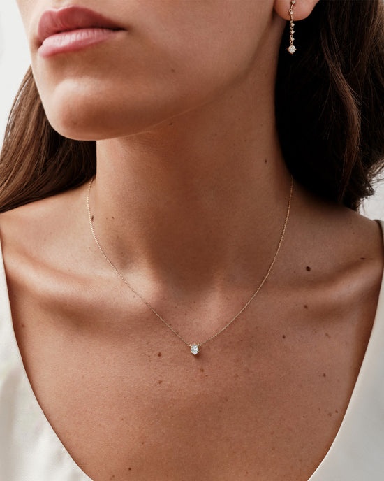 Solid Gold Oval Solitaire Necklace