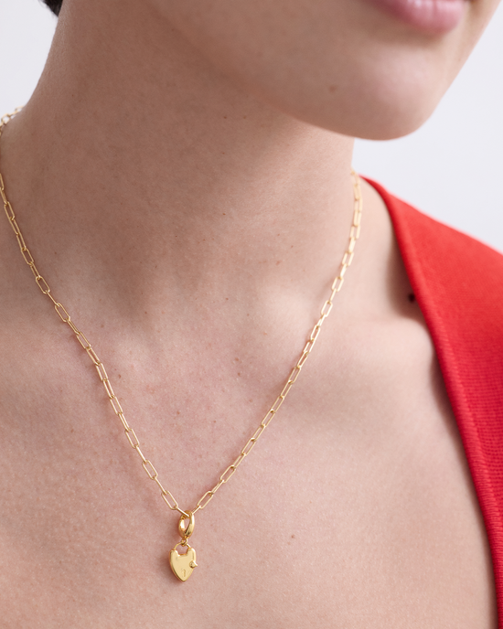 Gold Heart Padlock Charm