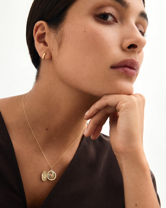 Solid Gold Cosmos Diamond Locket Necklace