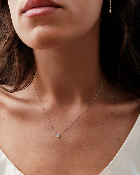 Solid Gold Round Solitaire Necklace