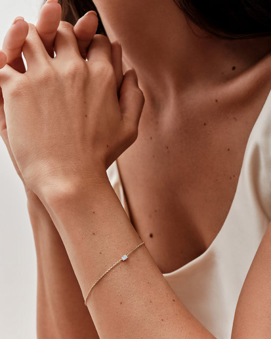 Solid Gold Emerald Cut Solitaire Bracelet