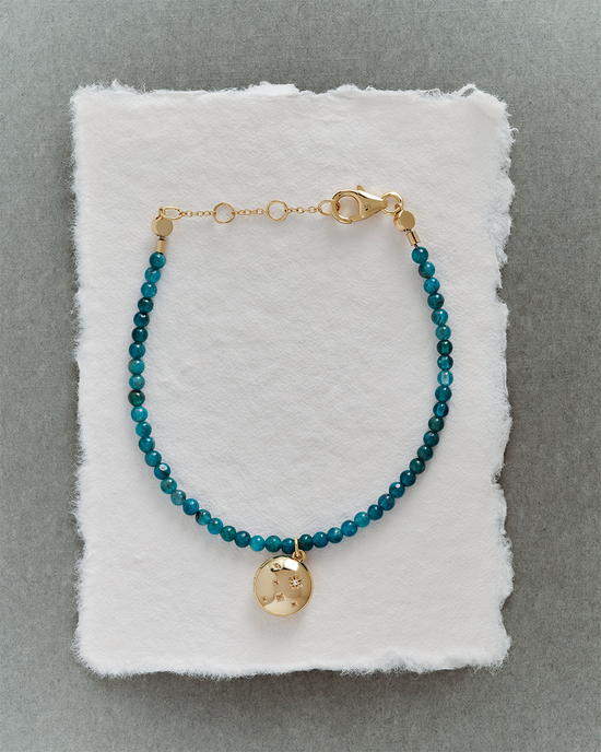 Blue Apatite Gold Tiny Star Locket Bracelet