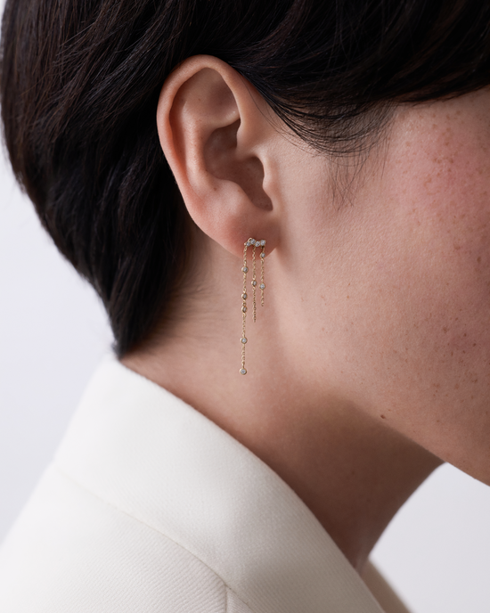 Solid Gold Asteri Diamond Chain Earrings