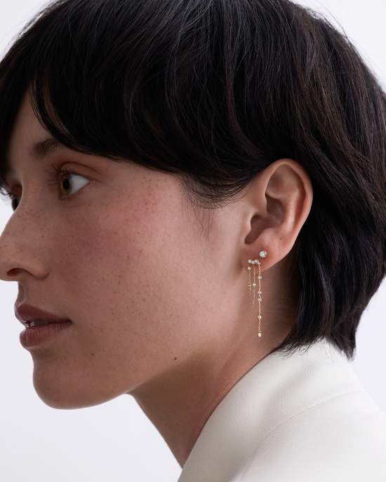 Solid Gold Asteri Diamond Chain Earrings