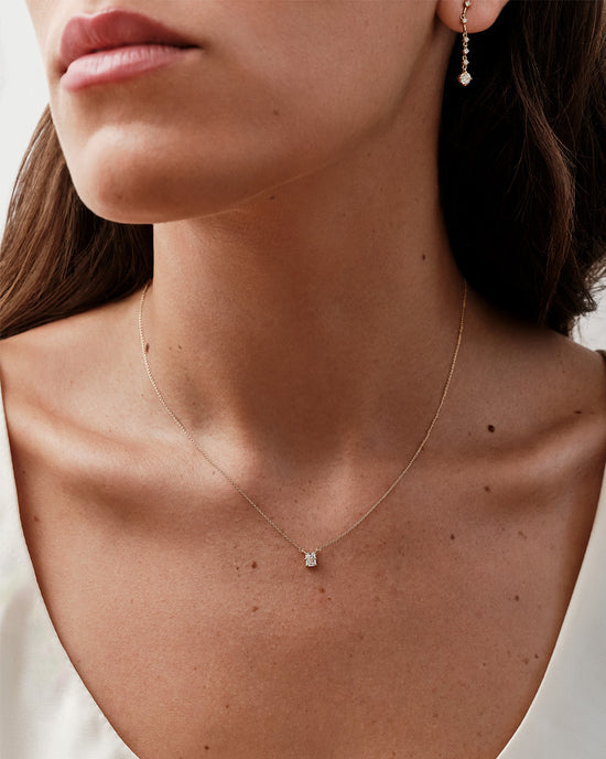 Solid Gold Heart Solitaire Necklace