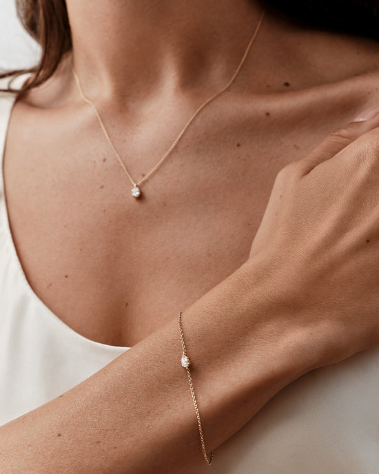 Solid Gold Pear Solitaire Bracelet