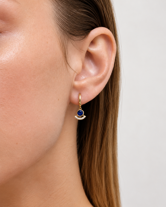 Solid Gold Sapphire and Diamond Drop Earrings