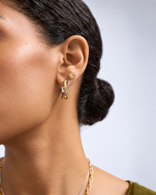 Aurora Weave Mixed Metal Maxi Hoop Earrings