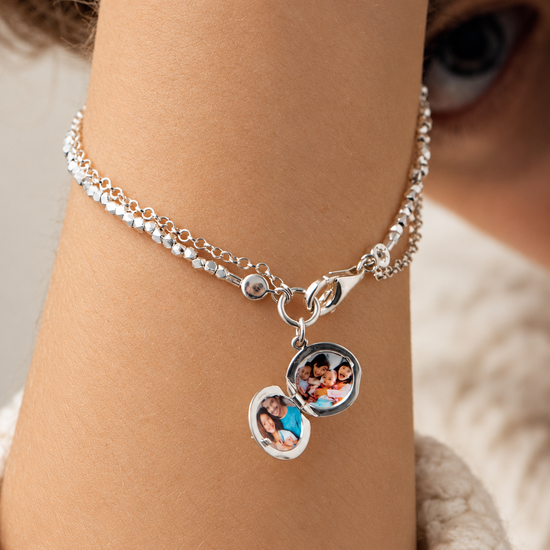 Silver Biography Locket Bracelet
