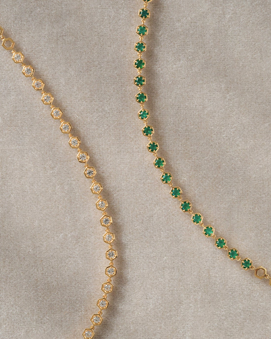 Gold Green Agate Deco Tennis Bracelet
