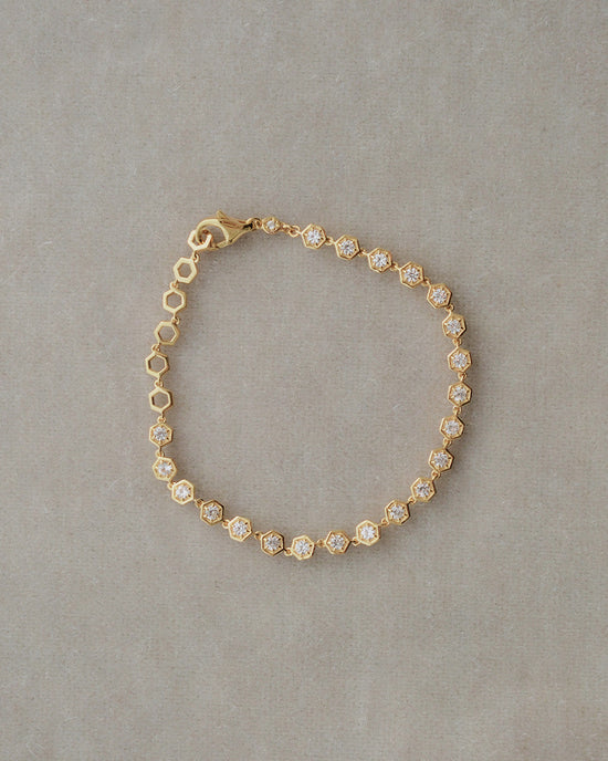 Gold White Sapphire Deco Tennis Bracelet
