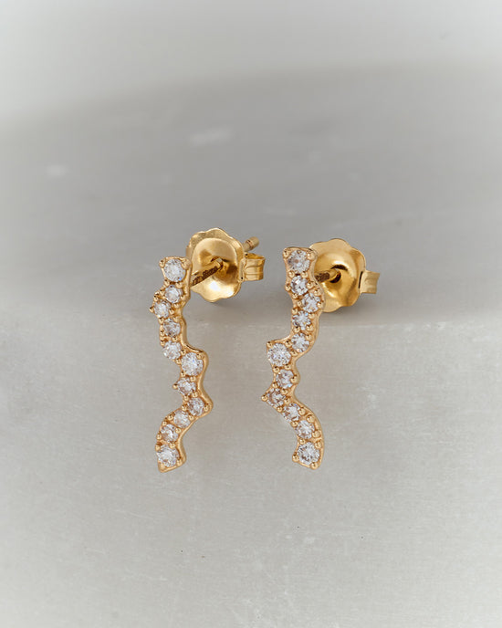 Solid Gold Asteri Diamond Bar Drop Earrings
