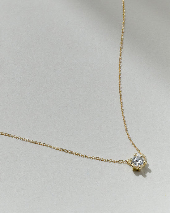 Solid Gold Interstellar Solitaire Diamond Pendant Necklace