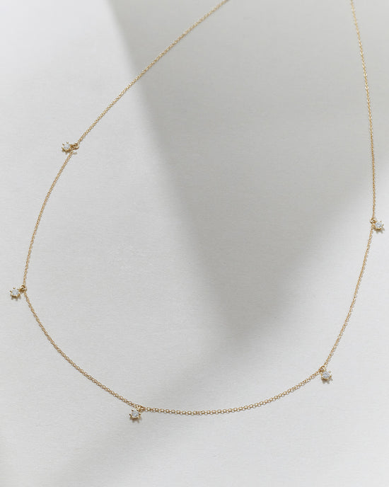Solid Gold Diamond Station Necklace