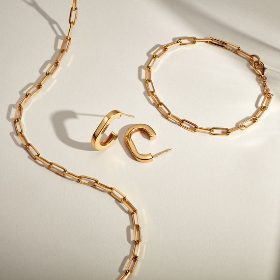 Gold Celestial Square Link Bracelet