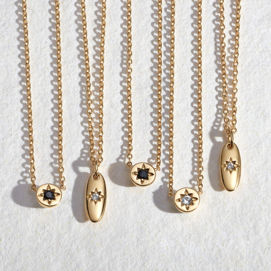 Gold Polaris White Sapphire Star Set Pendant Necklace