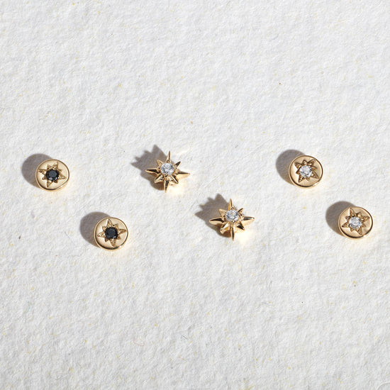 Gold Polaris Star Stud Earrings