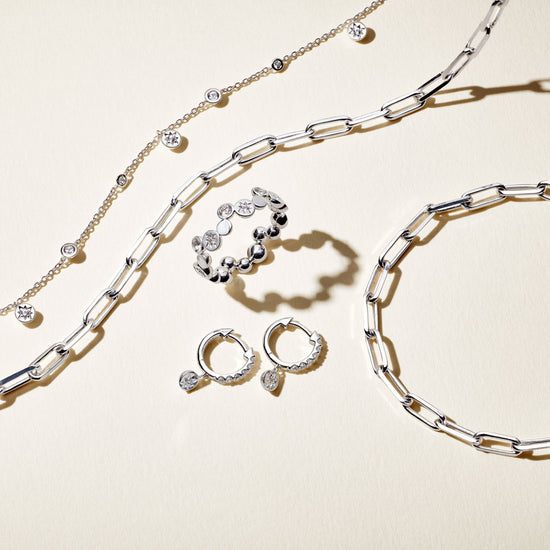 Silver Polaris North Star White Sapphire Station Necklace