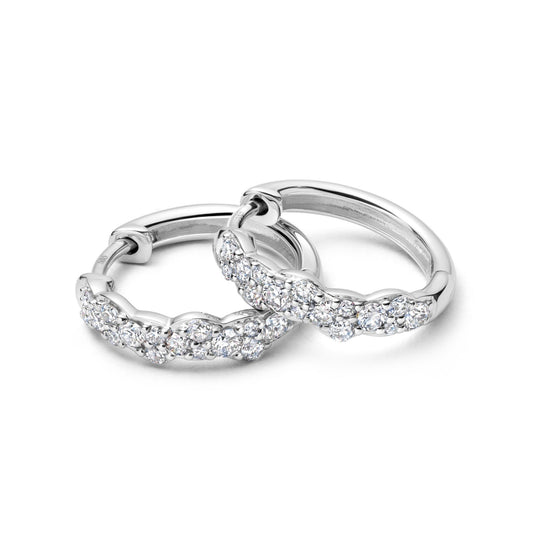 Solid White Gold Interstellar Medium Natural Diamond Hoop Earrings