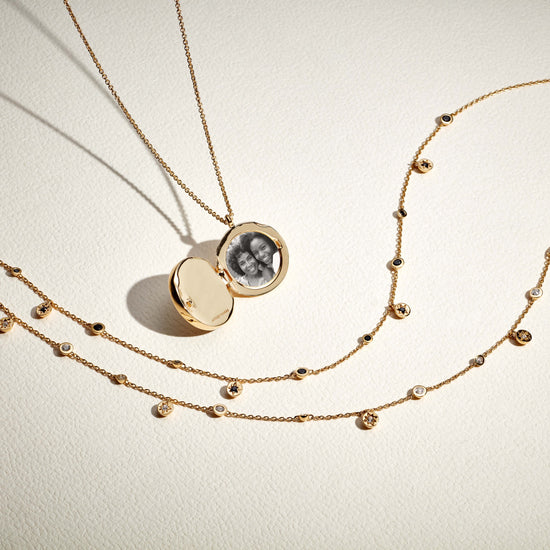 Gold Polaris North Star White Sapphire Station Necklace