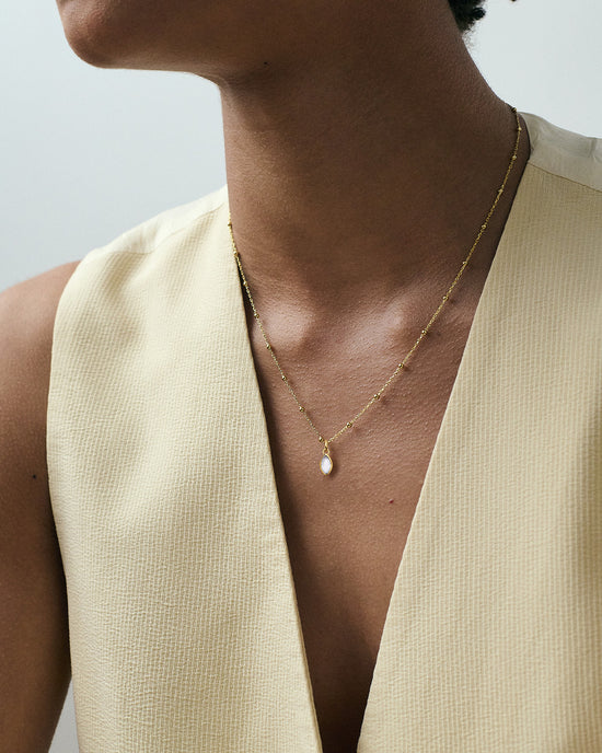 Gold April White Topaz Birthstone Pendant Necklace