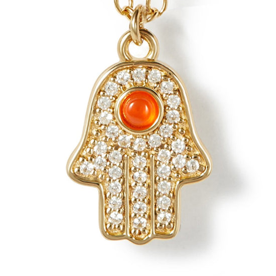 Gold Celestial Hamsa Hand Pendant Necklace