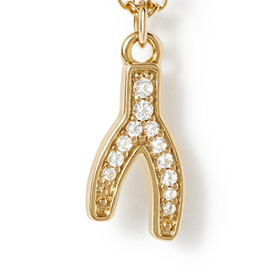 Gold Celestial Wishbone Pendant Necklace