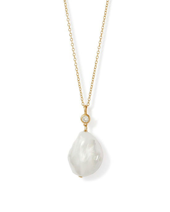 Gold Pearl Drop Necklace