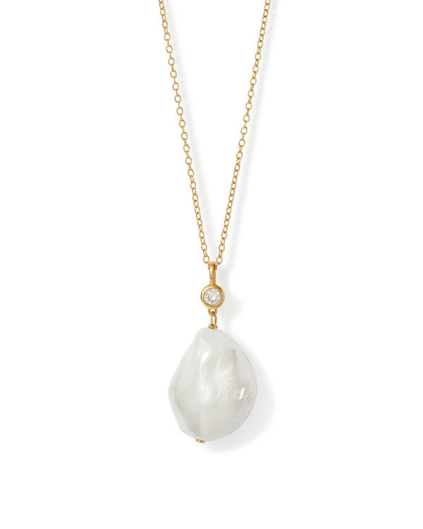 Gold Pearl Drop Necklace