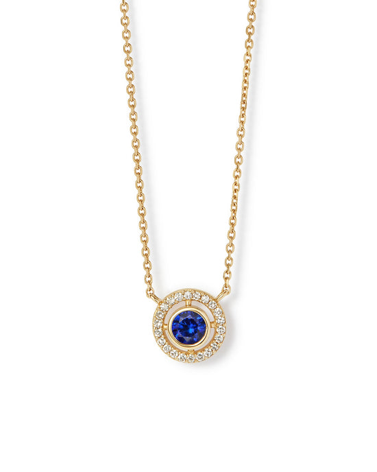 Solid Gold September Birthstone Sapphire Pendant Necklace